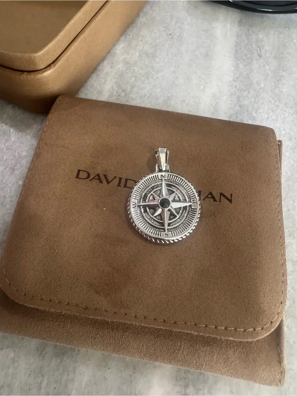David Yurman Silver Compass Rose Pendant